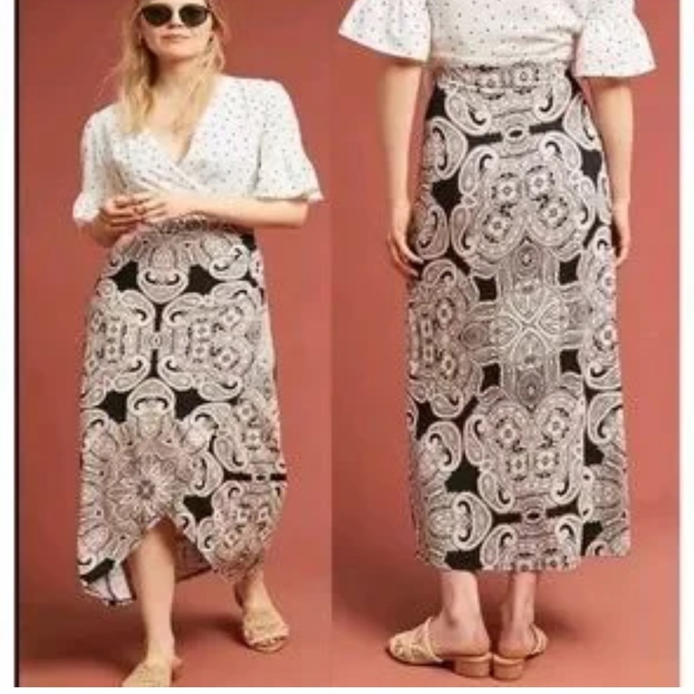Anthropologie Maeve Corvo Wrap Skirt Boho Geometric Artsy Maxi Hi low XL